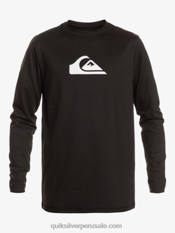 Quiksilver N8LNT2117 Niños negro 8-16 camiseta de surf de manga larga para niños con racha sólida de manga larga para niños
