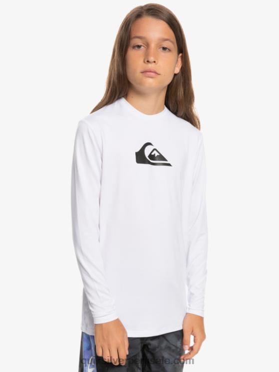 Quiksilver N8LNT2118 Niños blanco 8-16 camiseta de surf de manga larga para niños con racha sólida de manga larga para niños