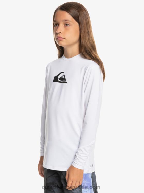 Quiksilver N8LNT2118 Niños blanco 8-16 camiseta de surf de manga larga para niños con racha sólida de manga larga para niños