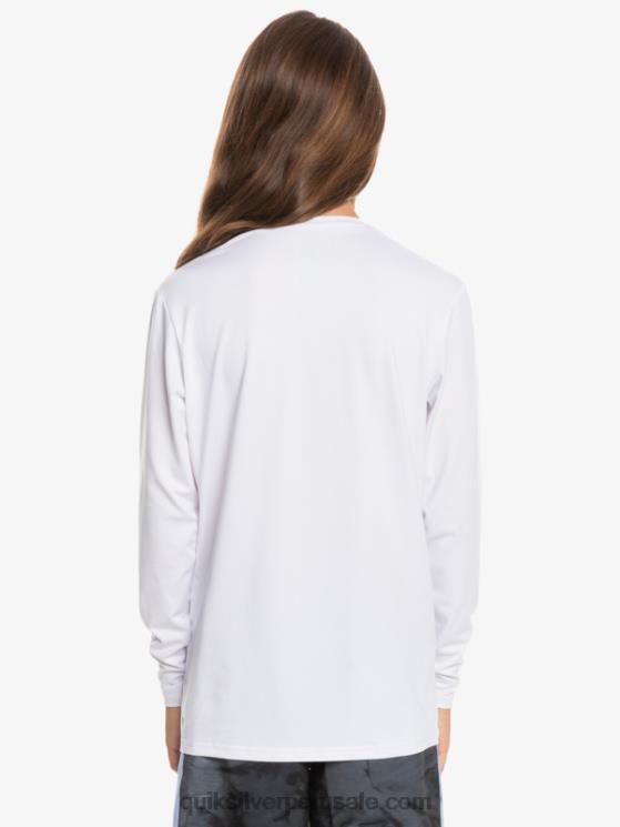 Quiksilver N8LNT2118 Niños blanco 8-16 camiseta de surf de manga larga para niños con racha sólida de manga larga para niños