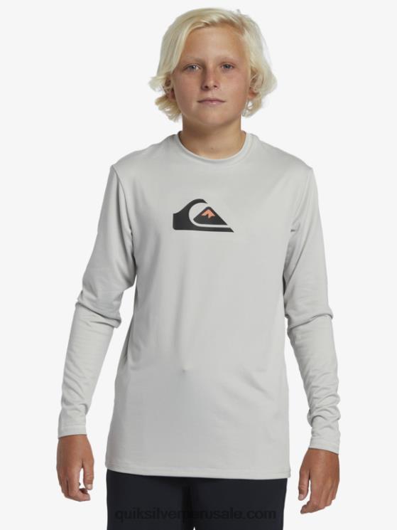 Quiksilver N8LNT2119 Niños gris violeta 8-16 camiseta de surf de manga larga para niños con racha sólida de manga larga para niños