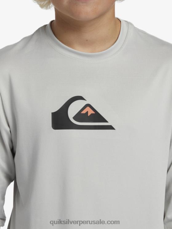 Quiksilver N8LNT2119 Niños gris violeta 8-16 camiseta de surf de manga larga para niños con racha sólida de manga larga para niños