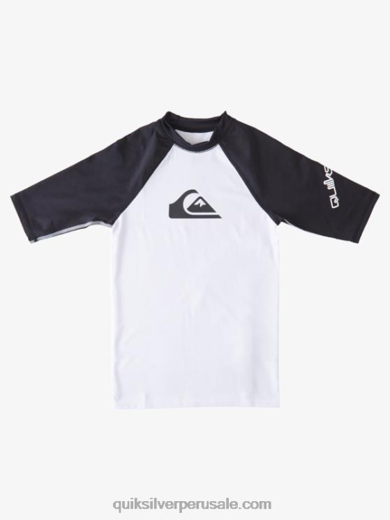 Quiksilver N8LNT2245 Niños blanco negro 8-16 all time manga corta upf 50 rashguard