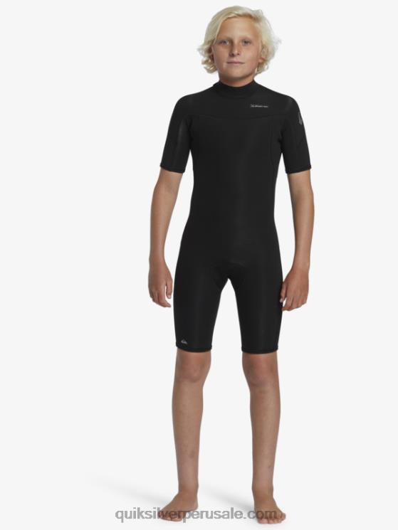 Quiksilver N8LNT2040 Niños negro 8-16 2/2 mm sesiones diarias traje de primavera de manga corta con cremallera trasera