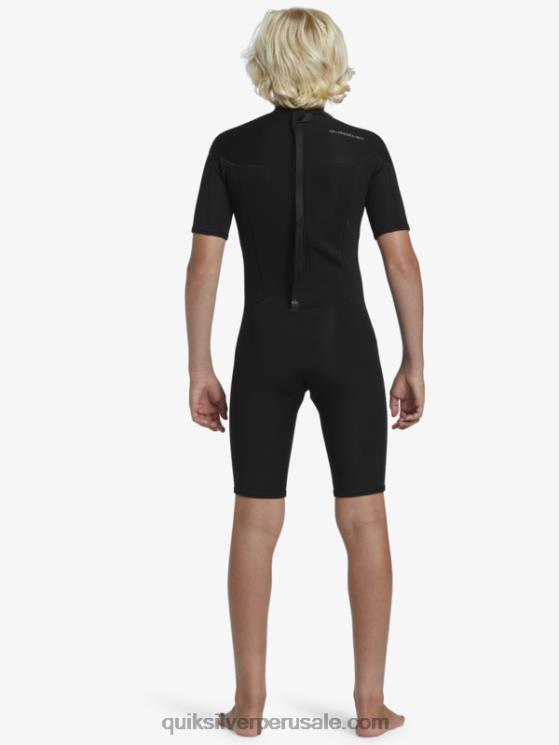 Quiksilver N8LNT2040 Niños negro 8-16 2/2 mm sesiones diarias traje de primavera de manga corta con cremallera trasera