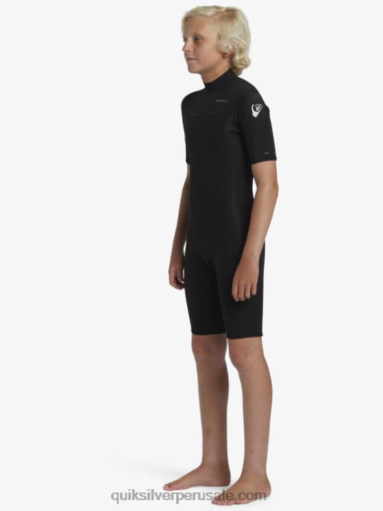 Quiksilver N8LNT2040 Niños negro 8-16 2/2 mm sesiones diarias traje de primavera de manga corta con cremallera trasera