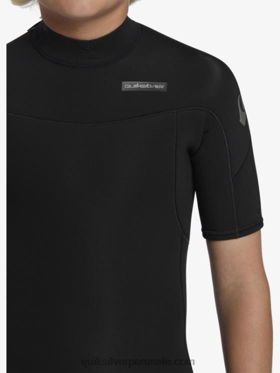 Quiksilver N8LNT2040 Niños negro 8-16 2/2 mm sesiones diarias traje de primavera de manga corta con cremallera trasera