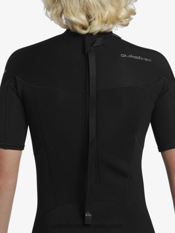 Quiksilver N8LNT2040 Niños negro 8-16 2/2 mm sesiones diarias traje de primavera de manga corta con cremallera trasera