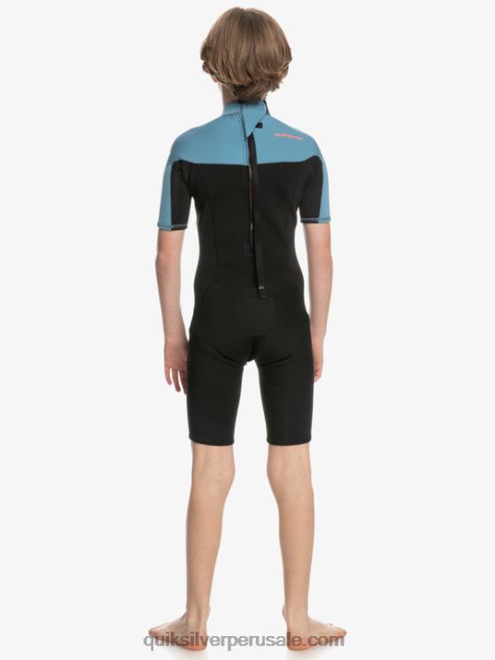 Quiksilver N8LNT2041 Niños negro/azul provincial 8-16 2/2 mm sesiones diarias traje de primavera de manga corta con cremallera trasera