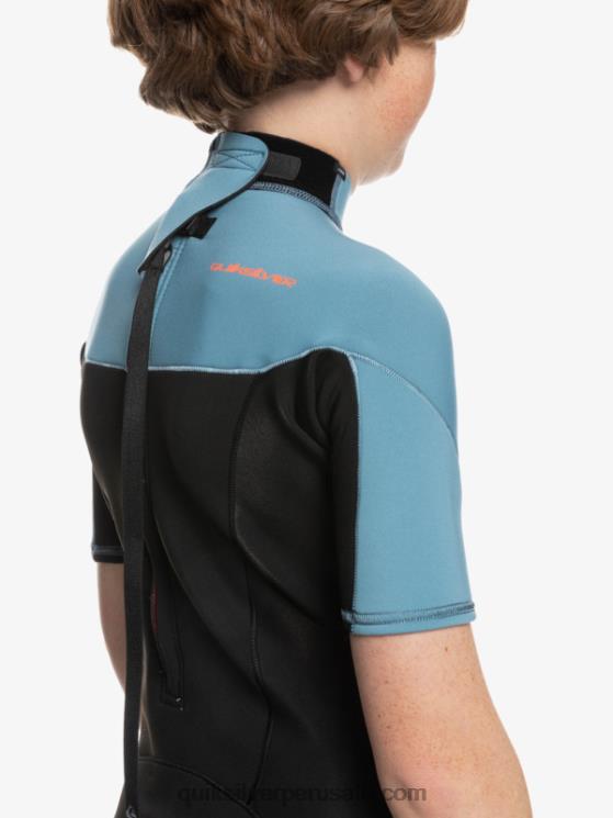 Quiksilver N8LNT2041 Niños negro/azul provincial 8-16 2/2 mm sesiones diarias traje de primavera de manga corta con cremallera trasera