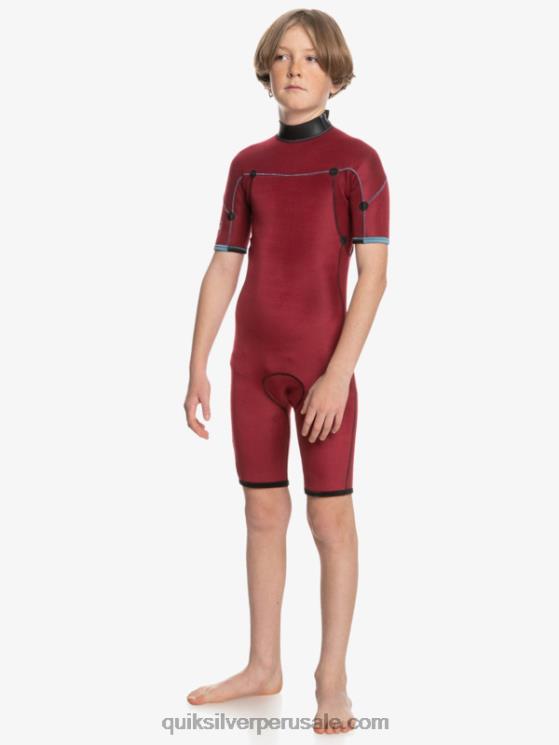 Quiksilver N8LNT2041 Niños negro/azul provincial 8-16 2/2 mm sesiones diarias traje de primavera de manga corta con cremallera trasera