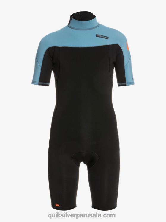 Quiksilver N8LNT2041 Niños negro/azul provincial 8-16 2/2 mm sesiones diarias traje de primavera de manga corta con cremallera trasera