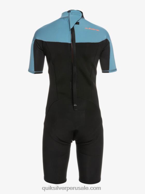 Quiksilver N8LNT2041 Niños negro/azul provincial 8-16 2/2 mm sesiones diarias traje de primavera de manga corta con cremallera trasera