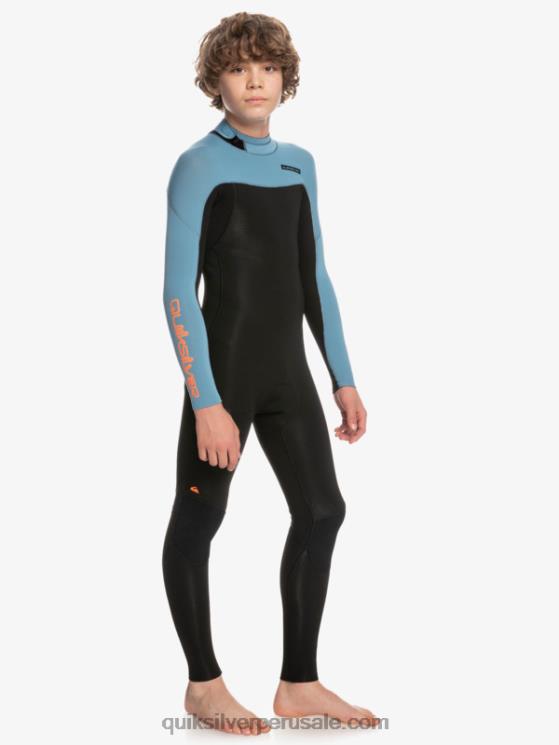 Quiksilver N8LNT2223 Niños negro/azul provincial 8-16 Traje de neopreno con cremallera en la espalda para sesiones diarias de 3/2 mm