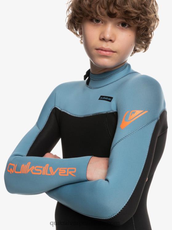 Quiksilver N8LNT2223 Niños negro/azul provincial 8-16 Traje de neopreno con cremallera en la espalda para sesiones diarias de 3/2 mm