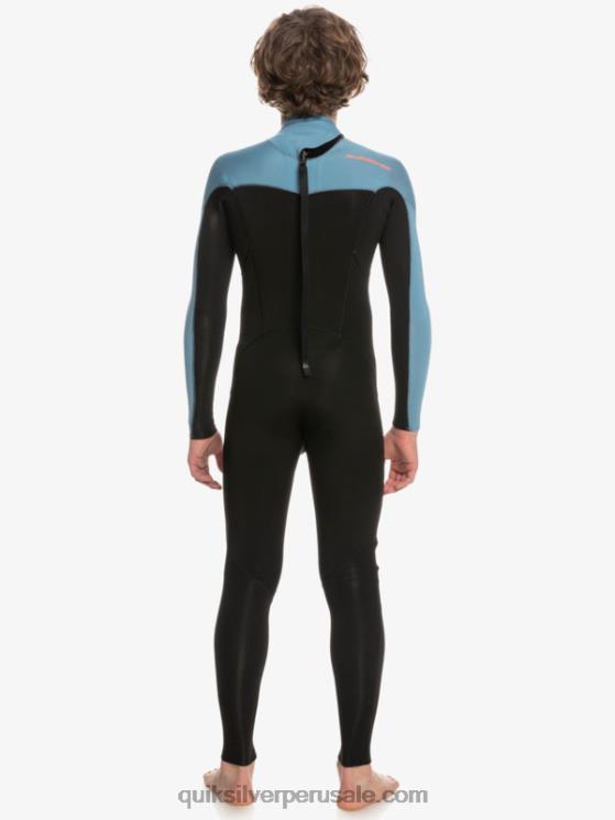 Quiksilver N8LNT2223 Niños negro/azul provincial 8-16 Traje de neopreno con cremallera en la espalda para sesiones diarias de 3/2 mm