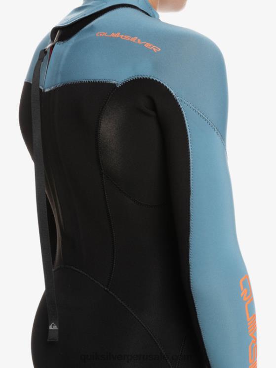 Quiksilver N8LNT2223 Niños negro/azul provincial 8-16 Traje de neopreno con cremallera en la espalda para sesiones diarias de 3/2 mm