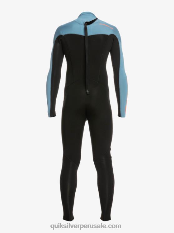 Quiksilver N8LNT2223 Niños negro/azul provincial 8-16 Traje de neopreno con cremallera en la espalda para sesiones diarias de 3/2 mm