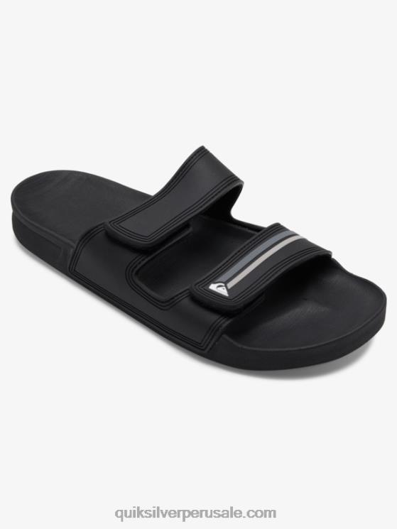 Quiksilver N8LNT1076 hombres Gris oscuro sandalias Rivi con doble ajuste