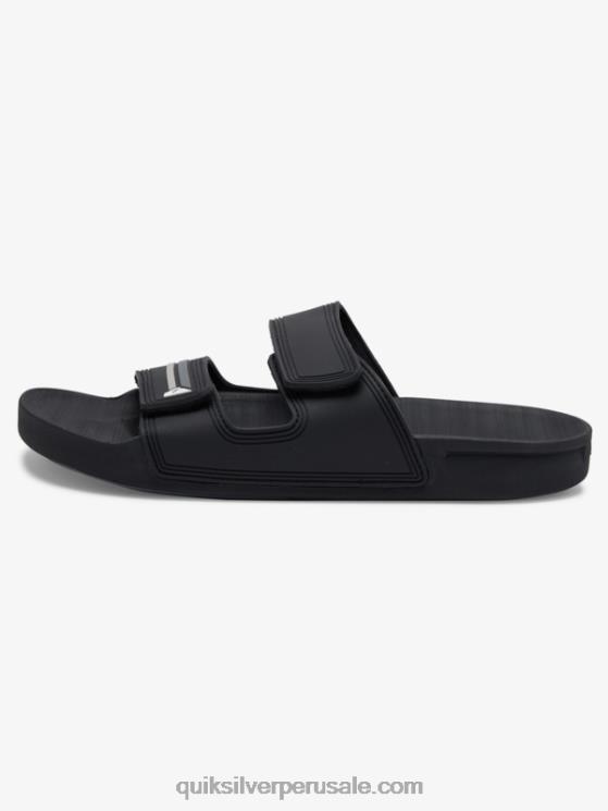 Quiksilver N8LNT1076 hombres Gris oscuro sandalias Rivi con doble ajuste