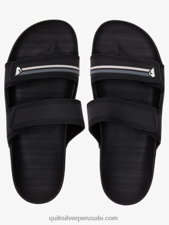 Quiksilver N8LNT1076 hombres Gris oscuro sandalias Rivi con doble ajuste