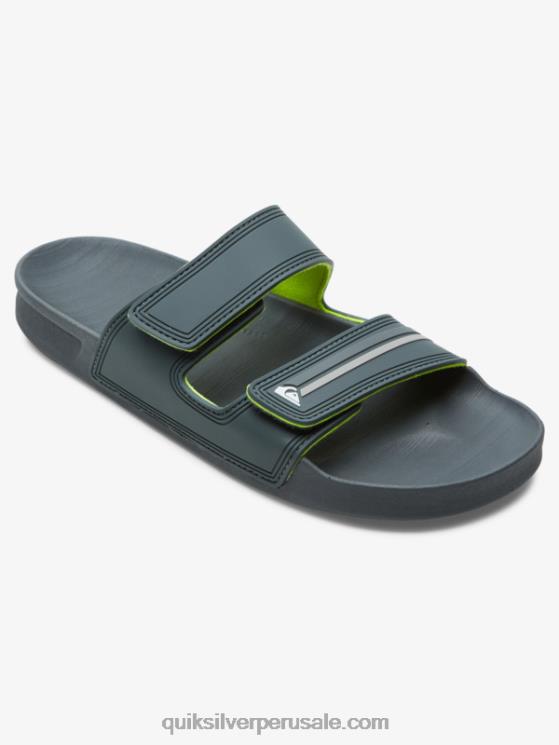 Quiksilver N8LNT1078 hombres gris/negro/verde sandalias Rivi con doble ajuste