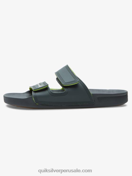 Quiksilver N8LNT1078 hombres gris/negro/verde sandalias Rivi con doble ajuste