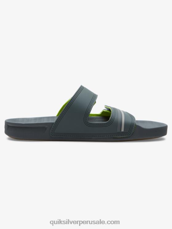 Quiksilver N8LNT1078 hombres gris/negro/verde sandalias Rivi con doble ajuste