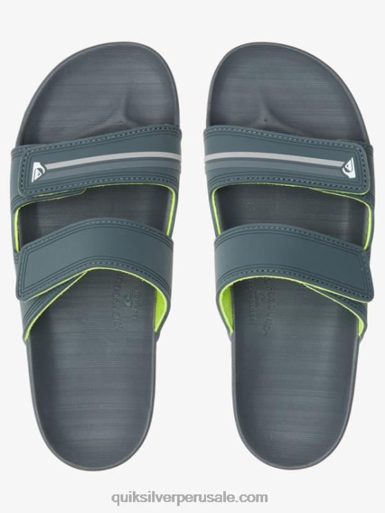 Quiksilver N8LNT1078 hombres gris/negro/verde sandalias Rivi con doble ajuste