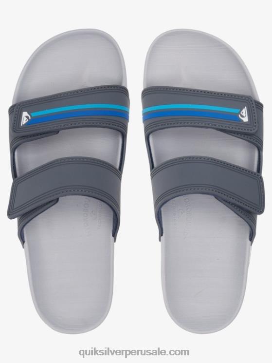 Quiksilver N8LNT1079 hombres gris azul sandalias Rivi con doble ajuste