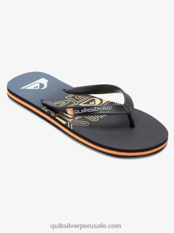 Quiksilver N8LNT1136 hombres negro/naranja chanclas molokai wordblock