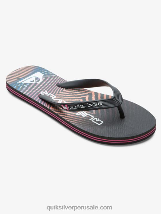 Quiksilver N8LNT1137 hombres negro/rosa chanclas molokai wordblock