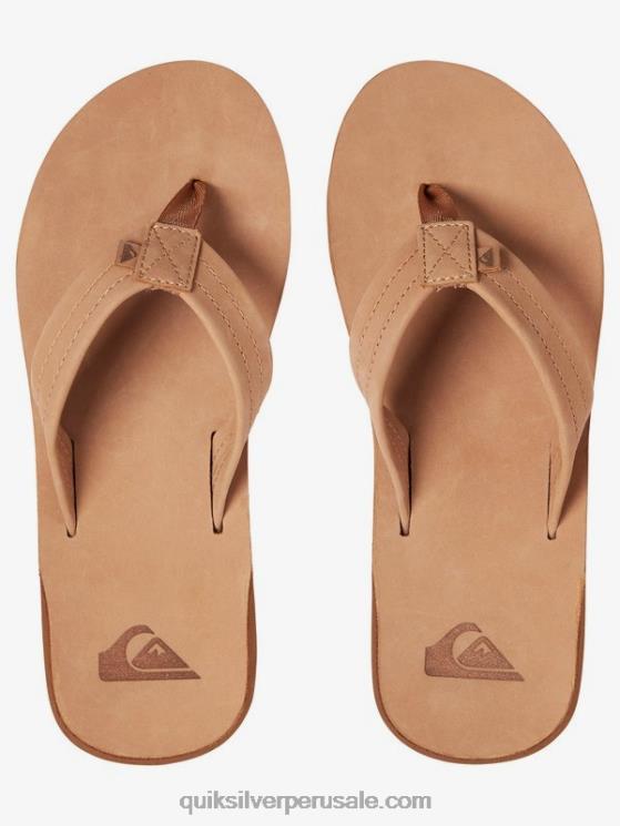 Quiksilver N8LNT1186 hombres bronceado - sólido sandalias erreka de piel