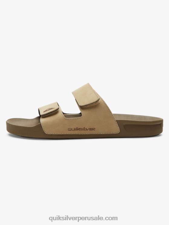 Quiksilver N8LNT1285 hombres bronceado 1 sandalias rivi de piel con doble ajuste
