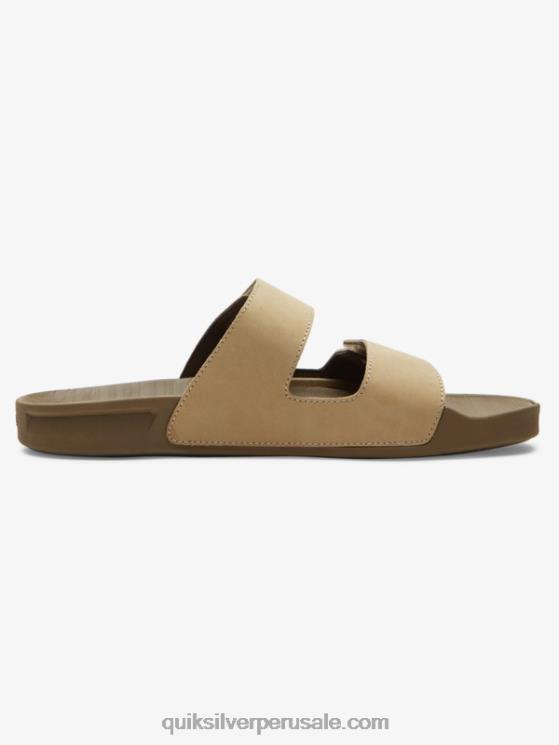 Quiksilver N8LNT1285 hombres bronceado 1 sandalias rivi de piel con doble ajuste