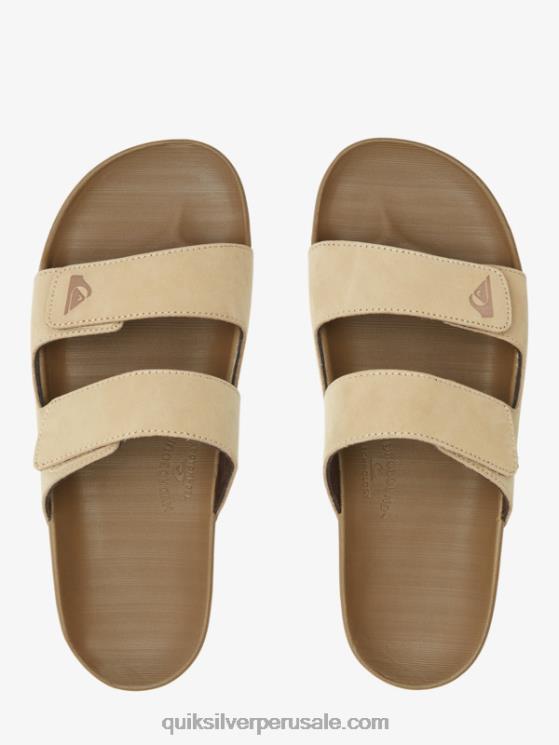 Quiksilver N8LNT1285 hombres bronceado 1 sandalias rivi de piel con doble ajuste