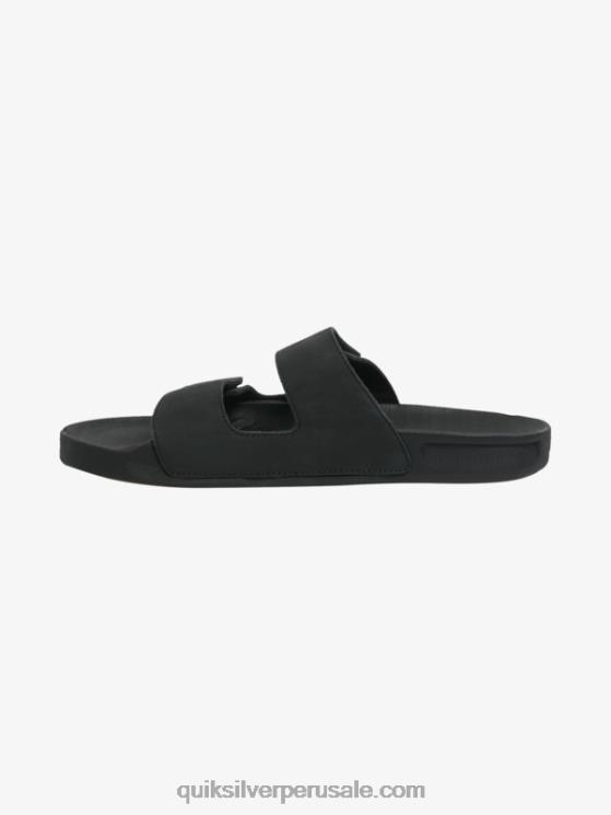 Quiksilver N8LNT1286 hombres negro sandalias rivi de piel con doble ajuste