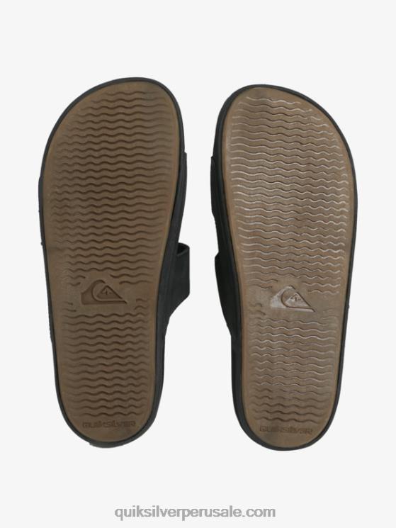 Quiksilver N8LNT1286 hombres negro sandalias rivi de piel con doble ajuste