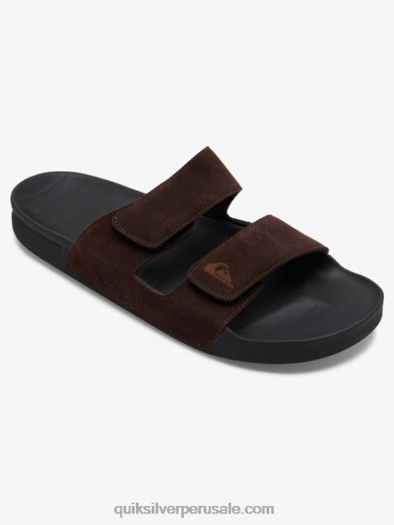 Quiksilver N8LNT1287 hombres marrón/negro sandalias rivi de piel con doble ajuste