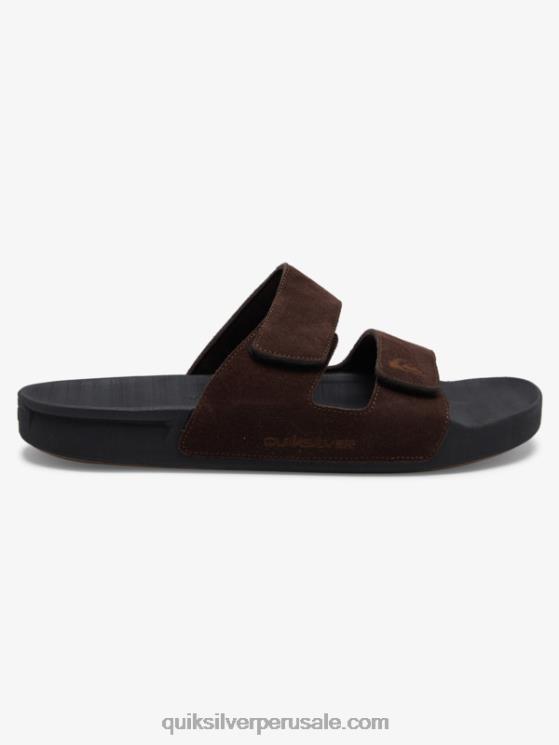 Quiksilver N8LNT1287 hombres marrón/negro sandalias rivi de piel con doble ajuste