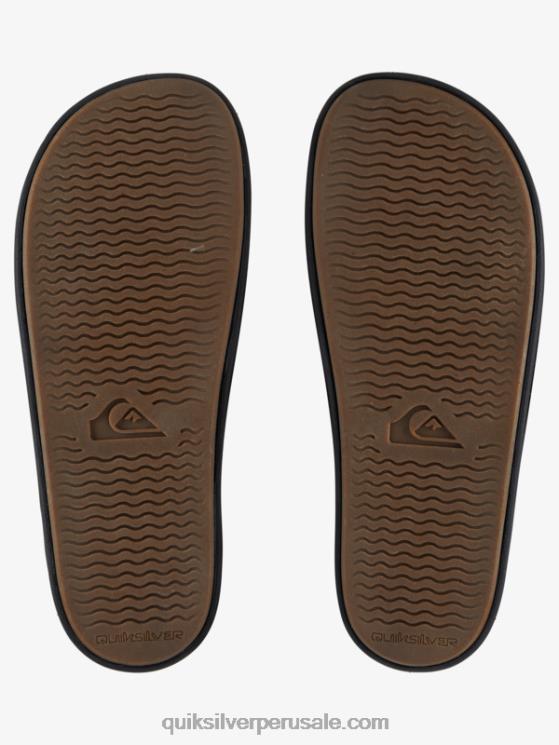 Quiksilver N8LNT1287 hombres marrón/negro sandalias rivi de piel con doble ajuste