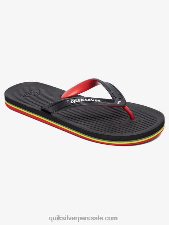 Quiksilver N8LNT1649 hombres negro/rojo/verde chanclas haleiwa