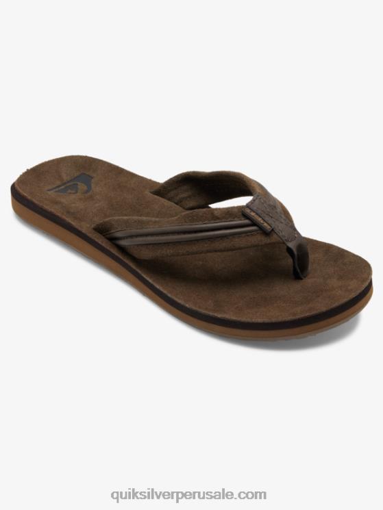 Quiksilver N8LNT1773 hombres marrón sandalias carver de piel