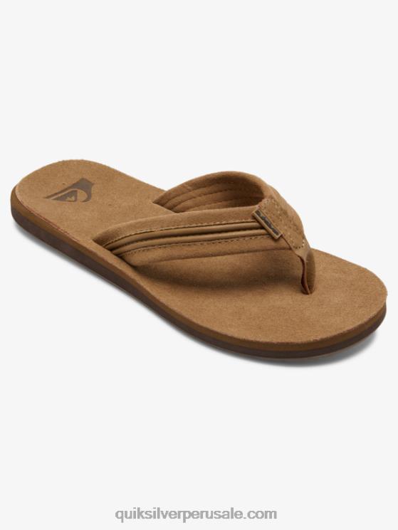 Quiksilver N8LNT1774 hombres bronceado - sólido sandalias carver de piel