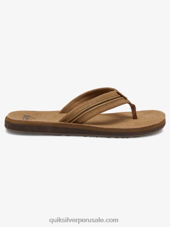 Quiksilver N8LNT1774 hombres bronceado - sólido sandalias carver de piel