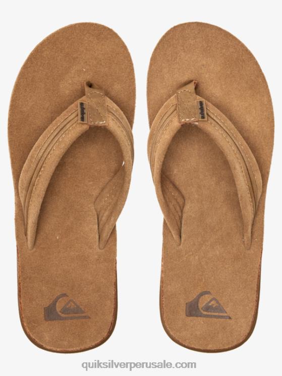 Quiksilver N8LNT1774 hombres bronceado - sólido sandalias carver de piel