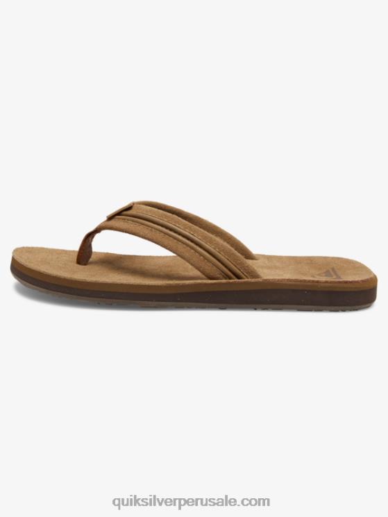 Quiksilver N8LNT1774 hombres bronceado - sólido sandalias carver de piel