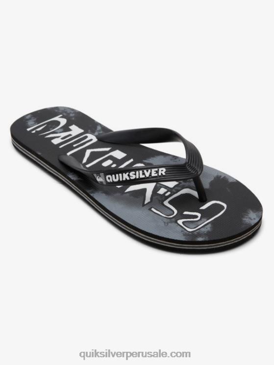 Quiksilver N8LNT1775 hombres negro chanclas molokai con gotas de ácido