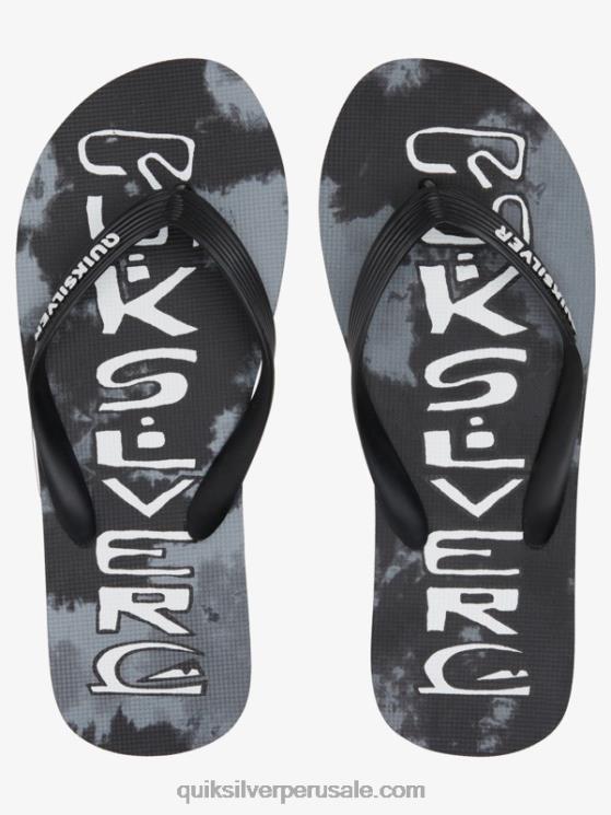Quiksilver N8LNT1775 hombres negro chanclas molokai con gotas de ácido
