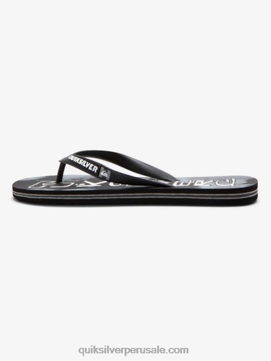 Quiksilver N8LNT1775 hombres negro chanclas molokai con gotas de ácido